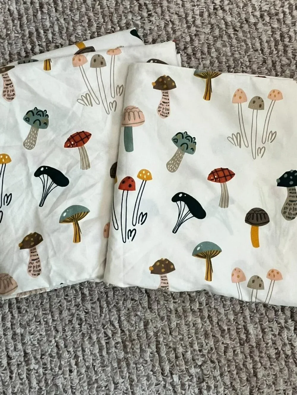 Set of 2 King Size Mushroom Botanical Pillowcases Cottagecore Woodland